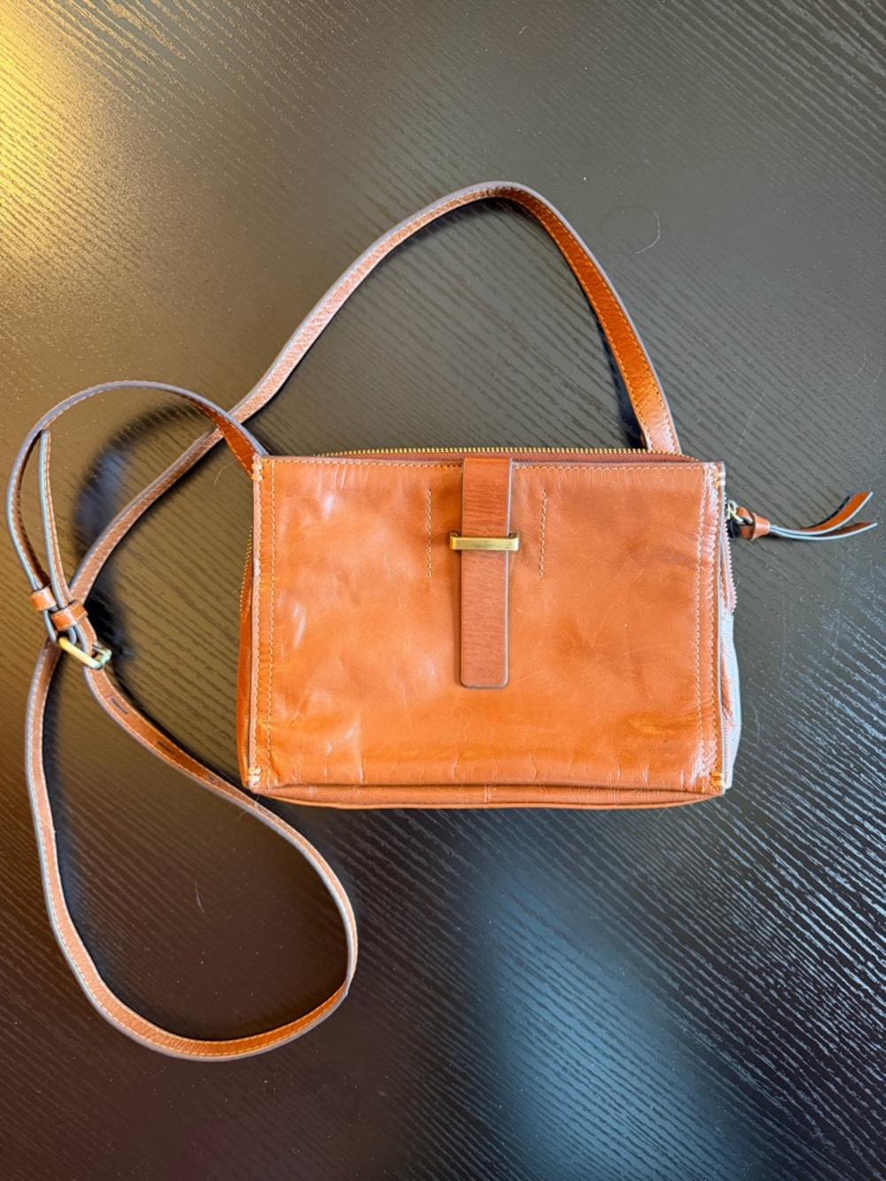 Lodis Cognac Leather Crossbody Bag